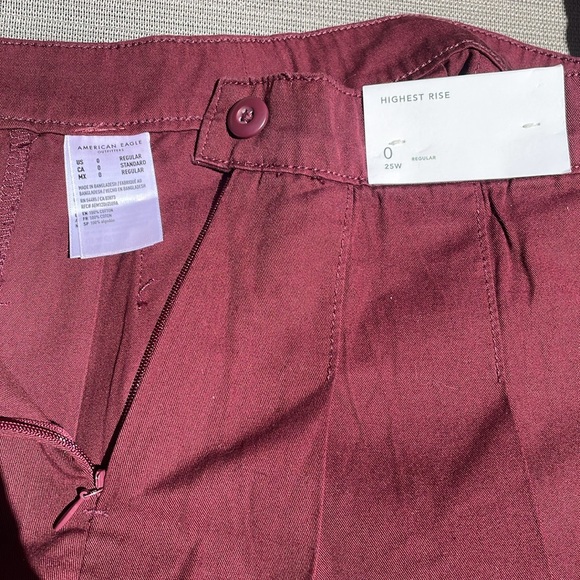 America Eagle Highest Rise Denim Mini Skirt Burgundy - Picture 4 of 4